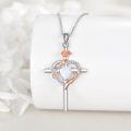 wholesale Sterling Silver Birthstones Rose Cross Heart Crucifix Pendant Necklace for Women-0-16