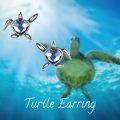 wholesale 925 Sterling Silver Turtle Heart Blue Crystal Stud Earrings for Women-0-4