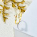 wholesale 14K Gold & White Opal Toe Ring with Zircons, Adjustable Size for Women-0-3
