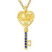 wholesale 925 Sterling Silver Heart Rose Key Pendant Necklace-09-Sep-Morning Glory