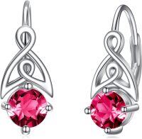 wholesale 925 Sterling Silver Celtic Birthstone Leverback Earrings Trinity Knot Gift-07-July