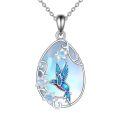 wholesale 925 Sterling Silver Fox Pendant Necklace Wholesale With Rose Gold Flowers-0-0