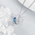 wholesale 925 Sterling Silver Blue Enamel Mermaid Wave Pendant Necklace  for Girls & Women-0-3