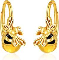 wholesale 925 Sterling Silver Gold Plated Honeybee Drop Dangle Hook Earring for Women Girls Gifts-Bee Earrings