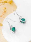 wholesale TOUPOP Emerald Earrings S925 Sterling Silver Love Heart Dangle Hook Drop Earrings Dainty Birthday Christmas Jewelry Gifts For Women Sister Mom -0-1