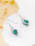 TOUPOP Sterling Silver Emerald Heart Dangle Drop Earrings-0-1