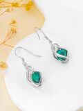 TOUPOP Sterling Silver Emerald Heart Dangle Drop Earrings-0-1