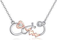 wholesale 925 Sterling Silver Heartbeat Nurse Infinity Pendant Necklace for Women-Infinity Stethoscope
