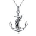 wholesale 925 Sterling Silver Anchor Pendant Necklace Wholesale With Rope Detail-0-11