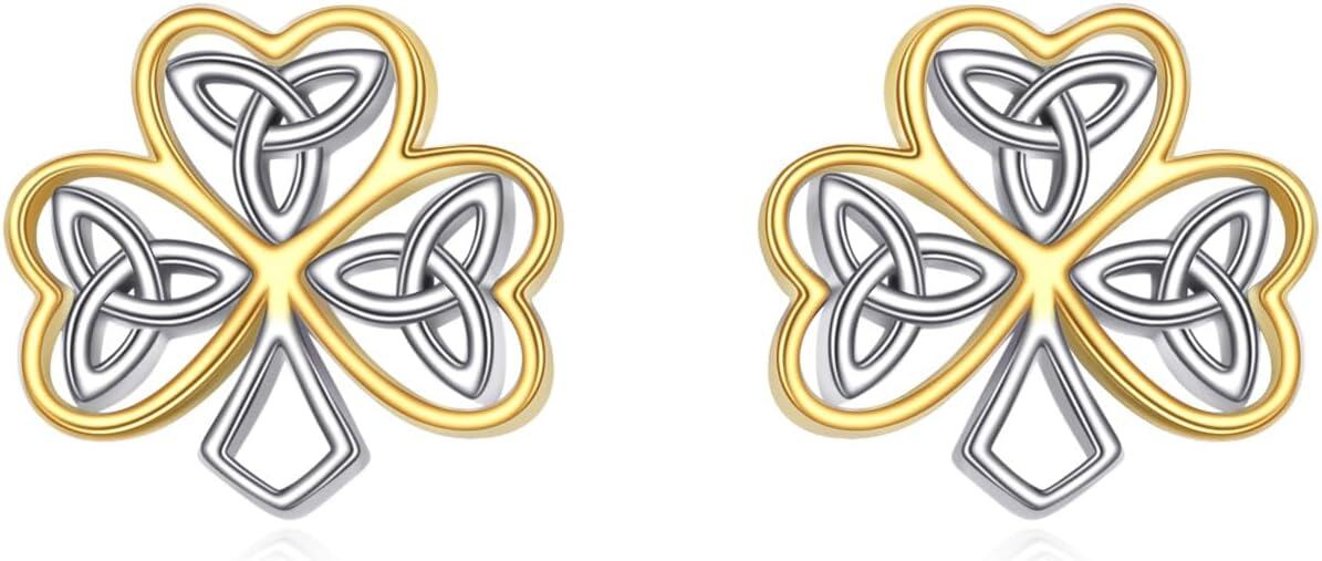 wholesale 925 Sterling Silver Celtic Knot Shamrock Stud Earrings with Evil Eye Design-0-0