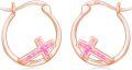 wholesale 925 Sterling Silver Pink Opal Cross Huggie Hoop Earrings for Women and Girls-0-0