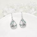 wholesale 925 Sterling Silver Sloth Teardrop Dangle Earrings with Green Enamel Leaves-0-3