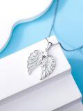 wholesale 925 Sterling Silver Angel Wings Necklace with 5A Zircon Diamond Pendant for Women-0-2
