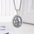 wholesale 925 Sterling Silver St Christopher Medal Necklace Pendant with Chain for Men Women Boys Girls 3D Pray For Us Design Protection-0-2