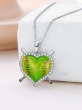 wholesale 925 Sterling Silver Heart-Shaped Baseball Bat Pendant Necklace Sports s for Women and Girls-0-5