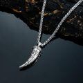 wholesale 925 Sterling Silver Viking Horn Pendant Necklace s for Men - Norse Nordic Style Jewelry with Braided Chain and Rune Symbols (Length: 60cm)-0-4