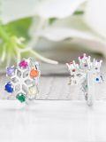 wholesale 925 Sterling Silver Multicolor Crystal Snowflake Huggie Hoop Earrings for Women -0-6