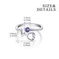wholesale 925 Sterling Silver Purple Cubic Zirconia Heartbeat Stethoscope Open Ring For Women-0-2