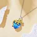 wholesale 925 Sterling Silver Blue Crystal Tiger Heart Pendant Necklace for Women-0-2