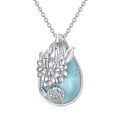 wholesale 925 Sterling Silver Larimar Daisy Pendant Necklace-0-0