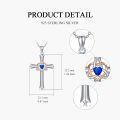 wholesale 925 Sterling Silver Blue Heart Cross Pendant Necklace with CZ Stones and Chain for Women Girls Gifts-0-4
