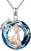 wholesale 925 Sterling Silver Blue Crystal Sports Music Girl Pendant Necklace for Women-0-0