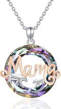 wholesale 925 Sterling Silver Crystal Mama Bear Pendant Necklace with 3D Polar Bears and Mama Inscription - Mother's Day Gifts for Mom-0-0