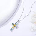 wholesale Sterling Silver Turquoise Cross Birth Flower Necklace 12 Month Pendant for Women Mom-0-8