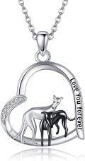 wholesale 925 Sterling Silver Heart-Shaped Greyhound Dog Family Love You Forever Pendant Necklace-0-0