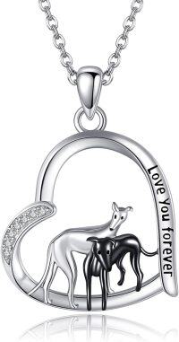 wholesale 925 Sterling Silver Heart-Shaped Greyhound Dog Family Love You Forever Pendant Necklace-two greyhound