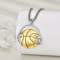 wholesale 925 Sterling Silver Basketball Headphone Pendant Necklace Wholesale For Men Women Basketball Lovers Gift-0-2