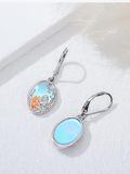 wholesale 925 Sterling Silver Horse & Girl Oval Drop Earrings with Blue Stone and Rose Gold Accents-0-2