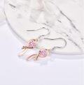wholesale 925 Sterling Silver Pink Ribbon Heart Survivor Drop Earring Gift for Women-0-1