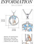 wholesale 925 Sterling Silver 925 Blue Crystal Cat & Tree of Life Pendant Necklace for Women-0-3