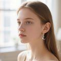 wholesale 925 Sterling Silver Sun Moon Drop Earrings With Moonstone And Cubic Zirconia-0-3