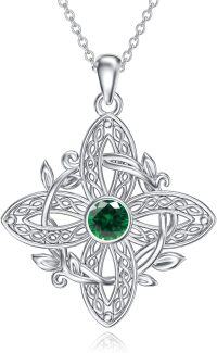 wholesale 925 Sterling Silver Birthstone Witches Knot Pendant Necklace-May