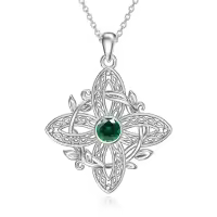 wholesale 925 Sterling Silver Birthstone Witches Knot Pendant Necklace-May