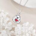 wholesale 925 Sterling Silver Polar Bear with Red Heart Pendant Necklace-0-4