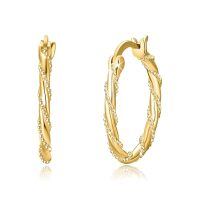 wholesale 925 Sterling Silver Plated Gold Twist Beaded Huggie Hoops for Women Men 9mm Diameter Minimalist Ear Cuff Lightweight Cartilage Tragus Helix Piercing Studs Hypoallergenic Surgical  Body  Set of 6 Pairs-15-Gold Hoop