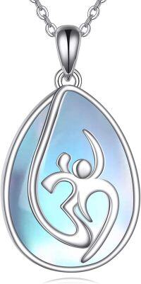 wholesale 925 Sterling Silver Metal Moonstone Triple Moon Goddess OM Skull Pendant Necklaces for Women Yoga Meditation s-Om Necklace