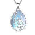 wholesale 925 Sterling Silver Musical Note & Treble Clef Pendant with Blue Opal Stone Necklaces for Women Music Lover Gifts-0-0