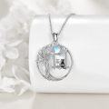 wholesale 925 Sterling Silver Tree of Life Necklace with Synthetic Moonstone for Women, Elegant Cat Pendant Jewelry Gift, Nature-Inspired Design-0-3
