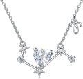 wholesale 925 Sterling Silver Heart-Shaped Zodiac Pendant Necklace with Stars and Stones for Women Mothers' Day Gift-0-0