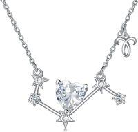 wholesale 925 Sterling Silver Heart-Shaped Zodiac Pendant Necklace with Stars and Stones for Women Mothers' Day Gift-04_Aries(3.21-4.19)_Cubic Zirconianeckalace