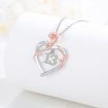 wholesale 925 Sterling Silver Heart-Shaped Rose Flower Pendant Necklace with Cubic Zirconia - Gift Idea for Her (Daughter/Wife/Mom) on 13th/90th Birthdays-0-2