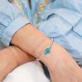 wholesale 925 Sterling Silver Turquoise Native American Boho Adjustable Heart Bracelet Cuff for Women (Size: 6-8)-0-2