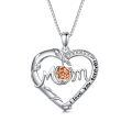 TOUPOP Sterling Silver Rose Flower I Love You Forever Mom Heart Pendant Necklace-0-0