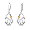 wholesale 925 Sterling Silver Dragonfly Opal Teardrop Drop Earrings Two Tone Gold Flower Leaf-0-0