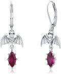 wholesale 925 Sterling Silver Bat Ruby Drop Dangle Hoop Halloween Christmas -0-0