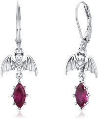 wholesale 925 Sterling Silver Bat Ruby Drop Dangle Hoop Halloween Christmas -Bat A